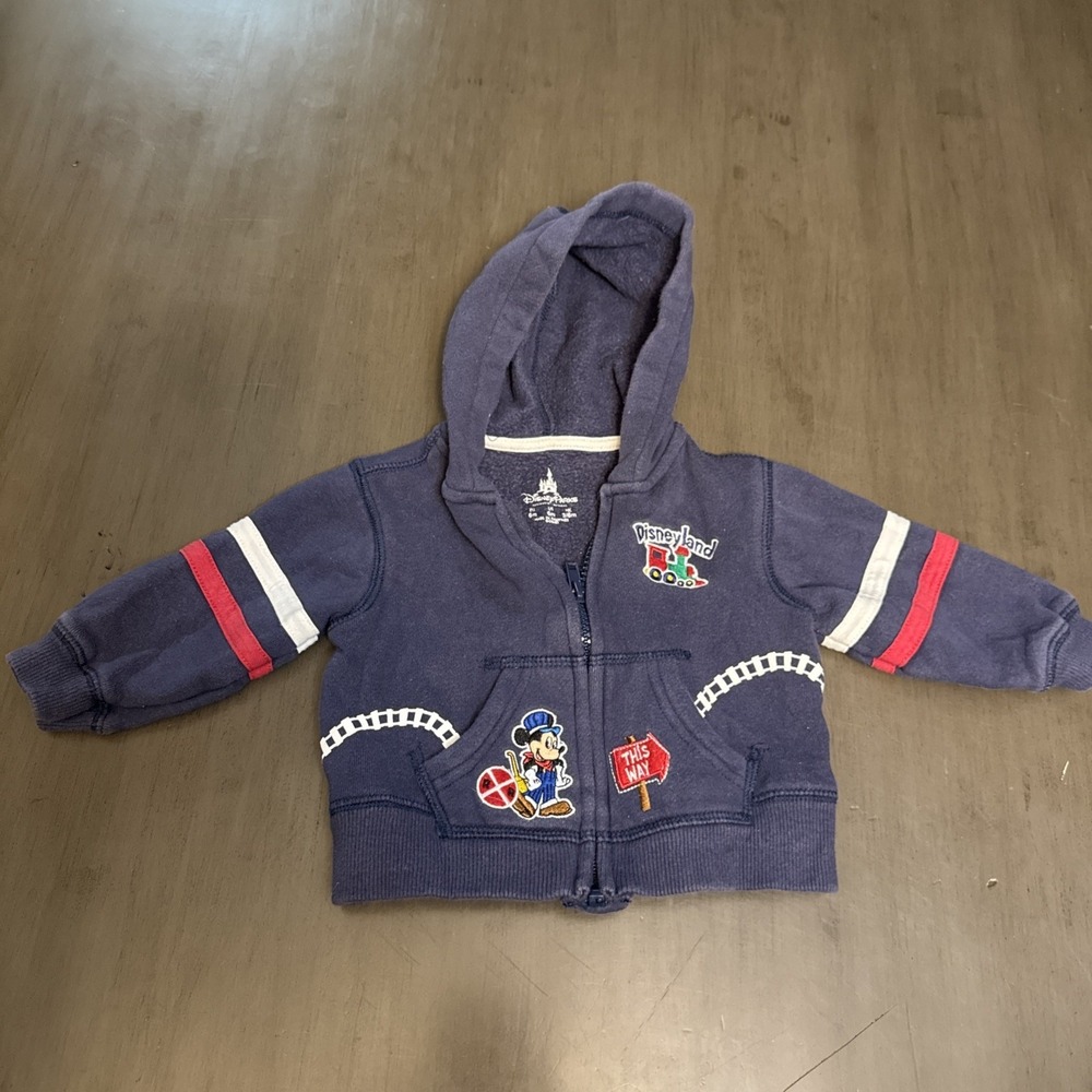 Vintage Walt Disney Railroad Toddler Zip Up Hoodie Sweatshirt Jacket 6 Months